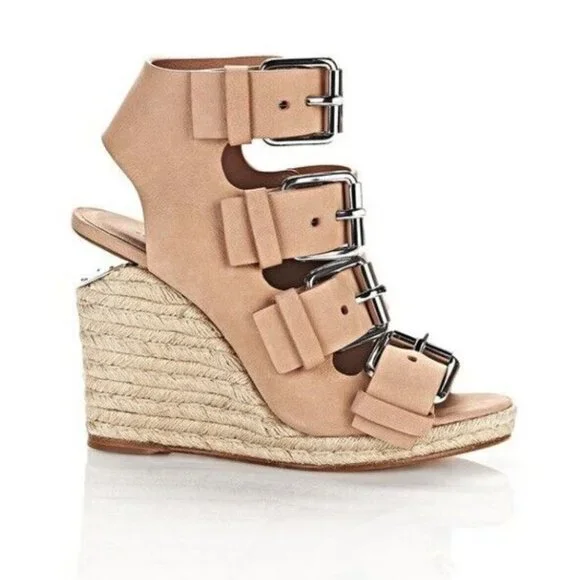 Alexander Wang ‘JO’ BUCKLE WEDGE SANDALS/ BLUSH New!! SIZE 39 - 8.5M - Picture 8 of 10